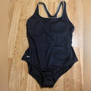 Speedo One Piece Swimsuit Women Size 20 Black Athletic Racerback Swimwear
